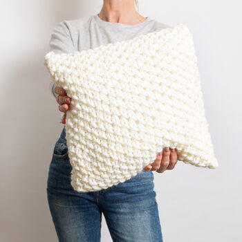 Moss Stitch Cushion Cover Beginner Knitting Kit, 2 of 7