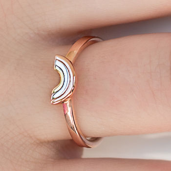 Serenity Rainbow Adjustable Ring In Sterling Silver, 4 of 10