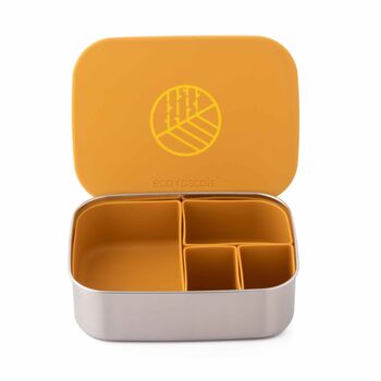 Stainless Steel Lunchbox With Organisers Mustard, 3 of 11