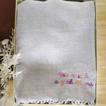 Personalised Mum Message Cashmere Blanket Scarf Gift, 7 of 7
