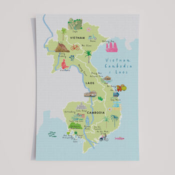 Map Of Vietnam, Cambodia And Laos Art Print, 4 of 7
