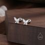 Sterling Silver Cz Butterfly Barbell Earrings, thumbnail 1 of 11