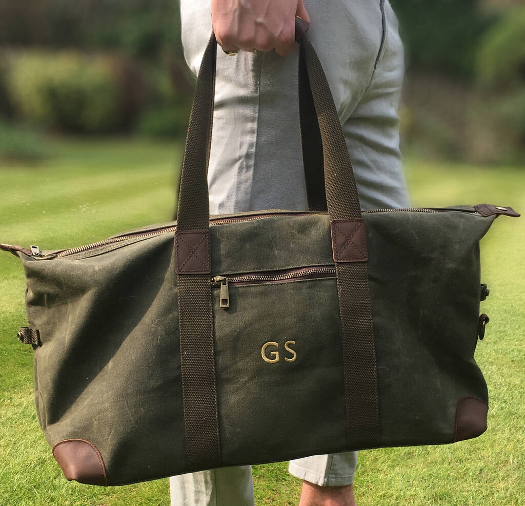 Personalised Waxed Holdall With Shoulder Strap, 1 of 5
