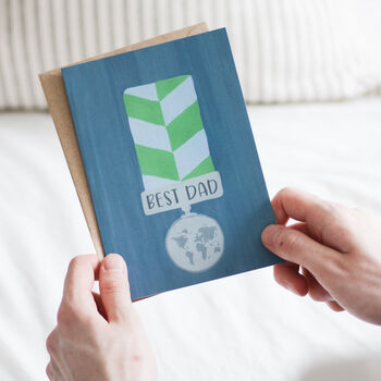 'Best Dad' Medal Father's Day Illustrated Card By Miracami Studio