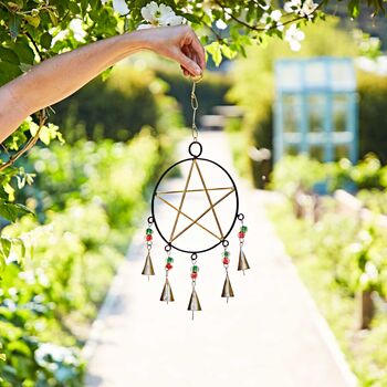 Recycled Iron Star And Bells Wind Chime, 2 of 4
