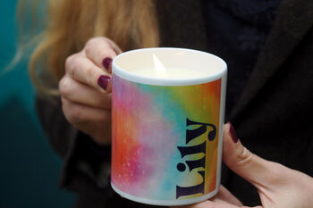 Personalised Tie Dye Rainbow Any Name Candle, 3 of 3