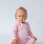 Sweet Pink Sleepsuit With Zip Ribbed Cotton Unisex, thumbnail 2 of 3