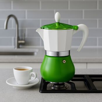 Italian Moka Pot Espresso Maker 'Pin Up' In Green, 4 of 5