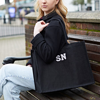 Personalised Patch Square Jute Beach Tote Bag, 5 of 7