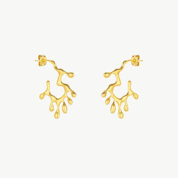 Melting And Dripping Irregular Gold Hoop Earrings, 2 of 9