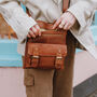 Leather Crossbody Pocket Messenger Bag, Tan, thumbnail 2 of 6