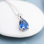 Sterling Silver Sapphire Blue Pear Cut Cz Necklace, thumbnail 3 of 11