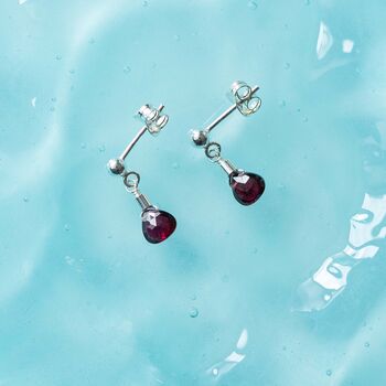 Garnet Drop Stud Earrings Second Light Collection, 2 of 4