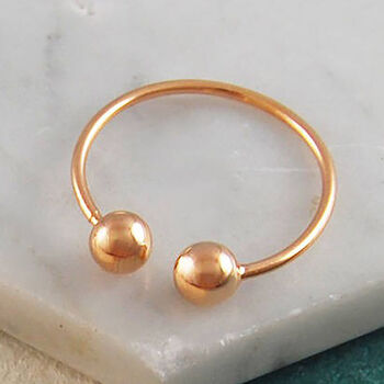 Double Ball Adjustable Gold Plated Sterling Silver Ring, 2 of 6