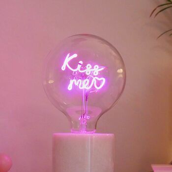 Kiss Me Text Light Bulb And Desk Lamp, 3 of 5