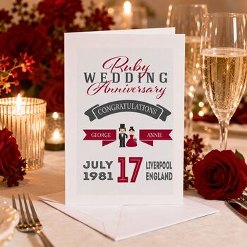 Personalised Ruby Wedding Anniversary Card, 2 of 6