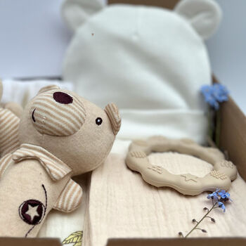 Neutral Baby Bear Gift Set With Personalised Card, 3 of 7