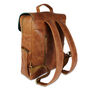 'Kingsley' Men's Leather Laptop Backpack In Tan, thumbnail 10 of 12