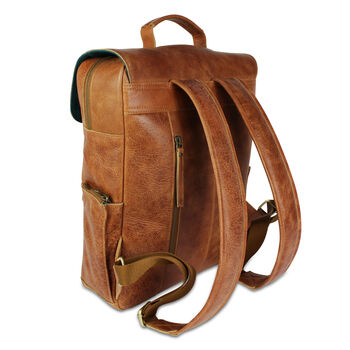 'Kingsley' Men's Leather Laptop Backpack In Tan, 10 of 12