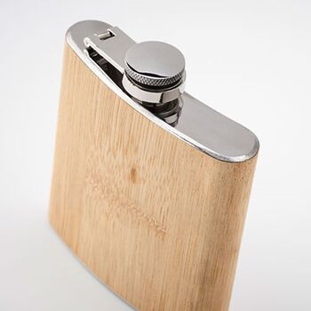 Bamboo Slim Hip Flask, 2 of 3