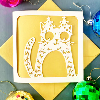 Festive Cat Christmas Card, 2 of 4