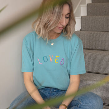 Embroidered Loved Organic T Shirt, 5 of 7