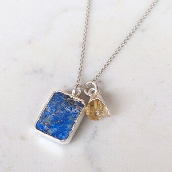 The Duo Lapis Lazuli Necklace, Sterling Silver, 2 of 12