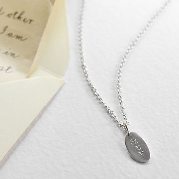 Engravable Sterling Silver Oval Tag Necklace, 2 of 8