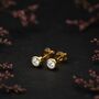 Gold Plated Sterling Silver April Cubic Zirconia Birthstone Stud Earrings, thumbnail 3 of 5