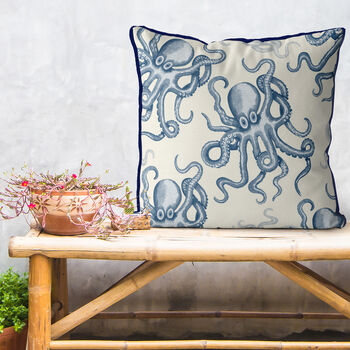 Blue And White Random Octopus Cushion, Multi Cols Avail, 7 of 7