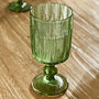 Set Of Four Green Leaf Patterned Wine Goblets, thumbnail 3 of 7