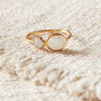 White Moonstone Oval Double Stacking Ring, 8 of 11