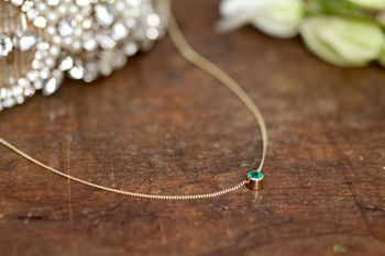 Daisy Nine Carat Gold Elphaba Emerald Necklace, 5 of 6