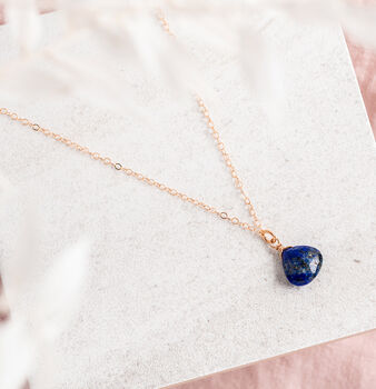 14 Kt Gold Filled Lapis Lazuli Gemstone Necklace, 3 of 5