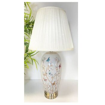 Grey Red Blue Butterfly Pattern Oriental Ceramic Lamp, 10 of 10