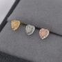 Sterling Silver Tiny Opal Heart With Cz Stud Earrings, thumbnail 4 of 11