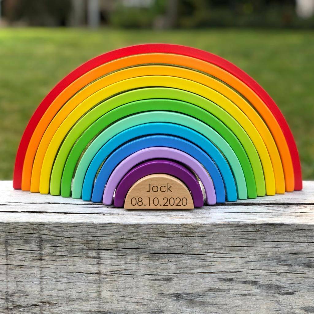 Image of Personalised Giant Wooden Rainbow Stacking Game