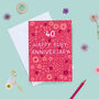 Ruby Floral 40th Anniversary Card, thumbnail 1 of 2