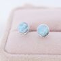 Genuine Larimar Stone Stud Earrings In Sterling Silver, thumbnail 5 of 12