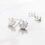 Sterling Silver Cubic Zirconia Crown Stud Earrings, thumbnail 5 of 6