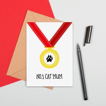 Large Size Cat Mum Medal Card, 2 of 2