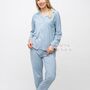 Blue Plain Soft Cotton Solid Sleepwear Pyjama Set, thumbnail 11 of 12