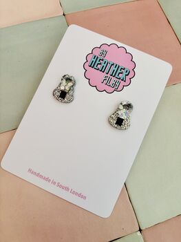 Zip Statement Stud Glitter Earrings / Novelty Fashion Accessories / Fun Statement Studs, 3 of 5