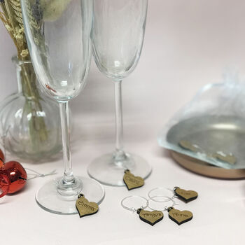 Personalised Five Party Heart Wine Glass Charms, 3 of 12