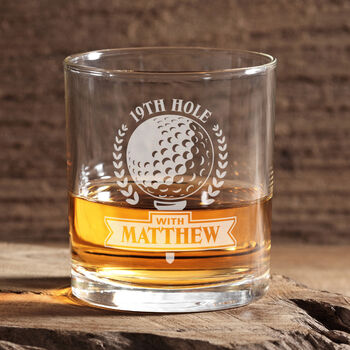Personalised 19th Hole Golf Engraved Whiskey Glass, 2 of 8