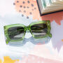 Green Chunky Angled Square Sunglasses, thumbnail 1 of 3