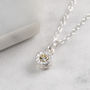 Diamond April Birthstone Silver Solitaire Necklace, thumbnail 1 of 3