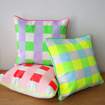 Neon Check Cushion, 7 of 12