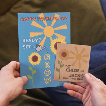 Personalised Sunflower Competition Father's Day Card, 2 of 7
