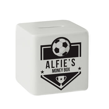 Personalised Football Ceramic Square Money Box, 4 of 6